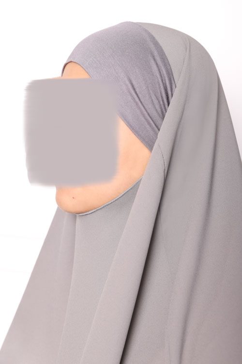 Khimar court en crêpe pointu khimar triangle khimar pas cher mon hijab pas cher gris